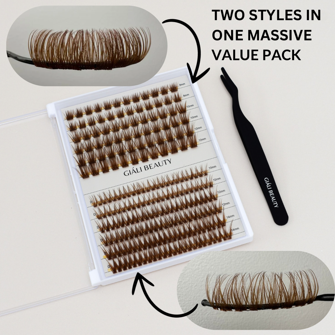 Giali Beauty DIY Brown Cluster Press On Lashes - Giali Beauty