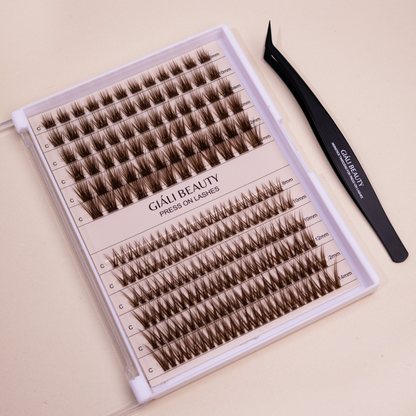 Giali Beauty DIY Brown Cluster Press On Lashes