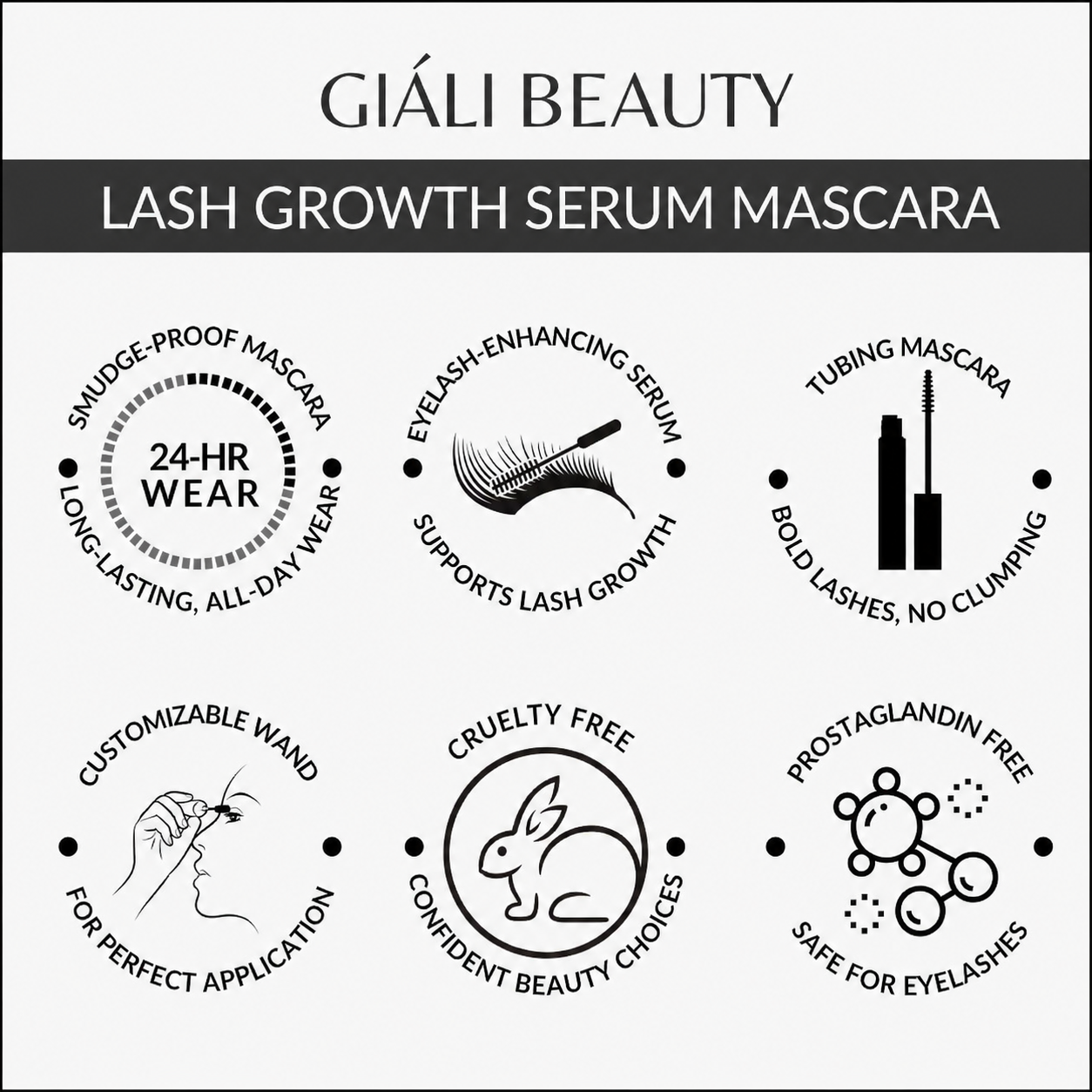 Brown Mascara | Lash Growth Serum Infused Tubing Mascara | Giali Beauty