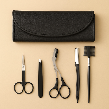 Giali Beauty 5-Piece Brow & Precision Grooming Kit (with Premium Storage Bag)