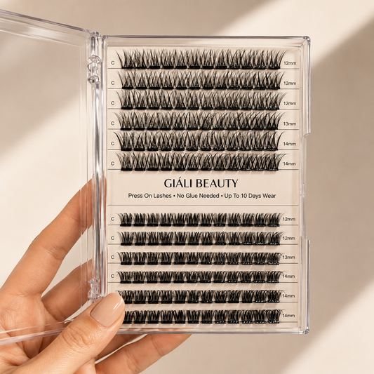 Pre Glued Extended Wear Press On Lashes Black 10+ Days Wear | Giali Beauty